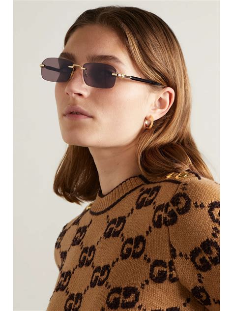 gucci web gg rectangular flat-top acetate sunglasses|Gucci sunglasses with rhinestones.